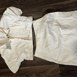 White Button-Up Crop Top and Skirt Set